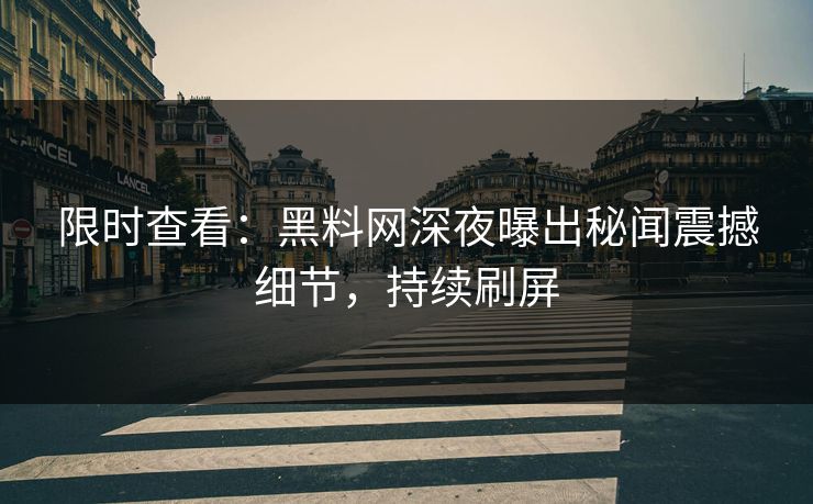限时查看：黑料网深夜曝出秘闻震撼细节，持续刷屏