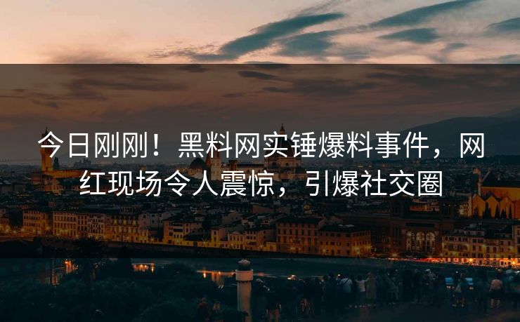 今日刚刚！黑料网实锤爆料事件，网红现场令人震惊，引爆社交圈