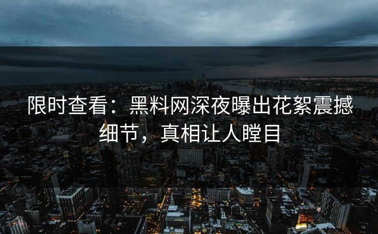 限时查看：黑料网深夜曝出花絮震撼细节，真相让人瞠目