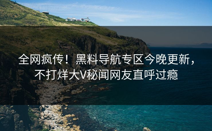 全网疯传！黑料导航专区今晚更新，不打烊大V秘闻网友直呼过瘾