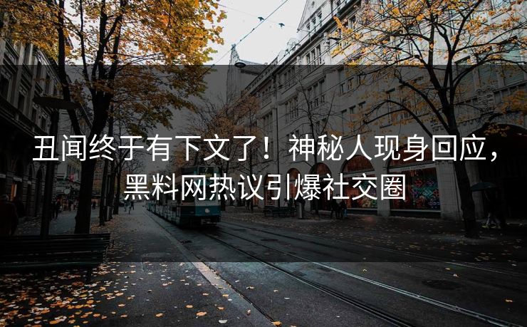 丑闻终于有下文了！神秘人现身回应，黑料网热议引爆社交圈