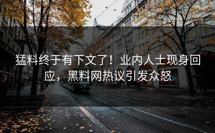 猛料终于有下文了！业内人士现身回应，黑料网热议引发众怒