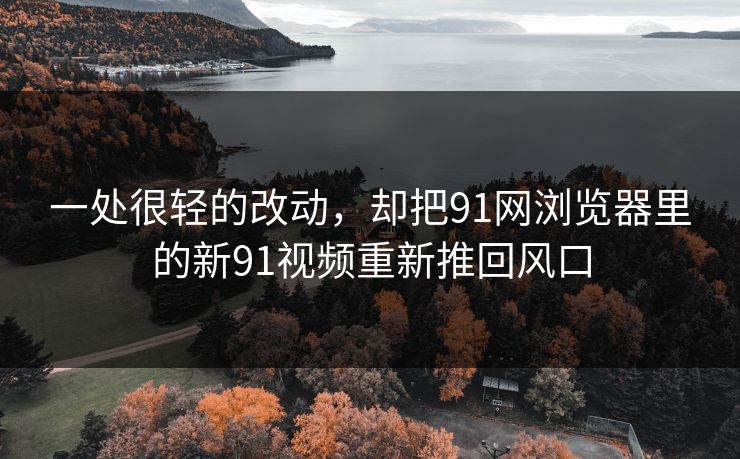 一处很轻的改动，却把91网浏览器里的新91视频重新推回风口