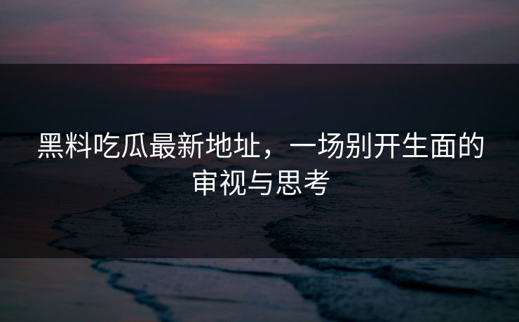 黑料吃瓜最新地址，一场别开生面的审视与思考